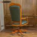 K204 Classic Wooden and leather swivel executive office High back Chair